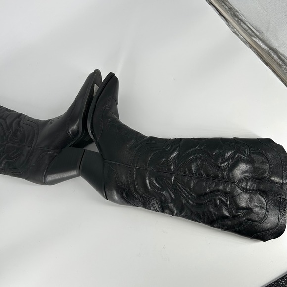 Sam Edelman Size 7 James Black Leather Pointed Toe Western Cowboy Boots Women - Picture 10 of 16